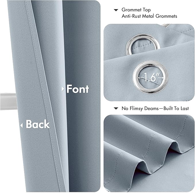 MIULEE Light Blue Blackout Curtains - Image 4