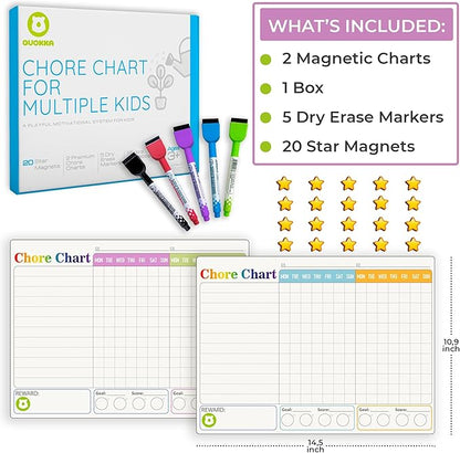 QUOKKA Behavior Chore Chart for Multiple Kids -7x10 inch Magnetic Board Also - Image 2