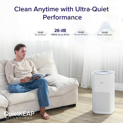 levoit smart air purifiers for home large room, side view