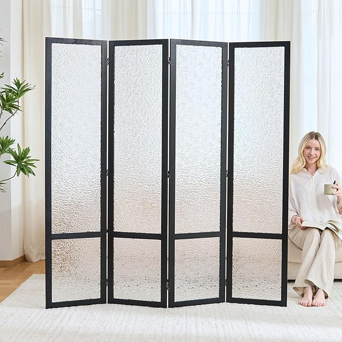 Acrylic Room Divider, 4-Panel Freestanding Partition Screen, Frosted - Image 8