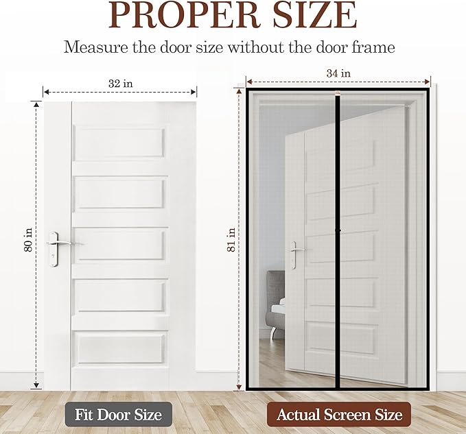 Yotache Magnetic Screen Door for 32x80 Doors, Screen Size 34"x81" High-Density - Image 2