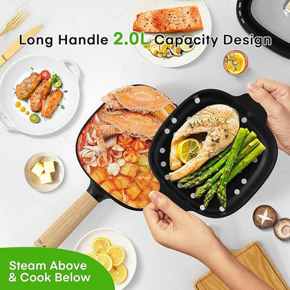 Audecook Hot Pot Electric 2L, Cermic Glaze Non-Stick Frying Pan 8 Inch - Image 4
