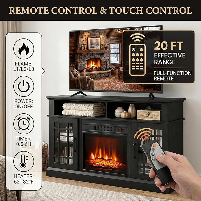 SIMOE Modern 48 Inch Electric Fireplace TV Stand, TV Console - Image 6