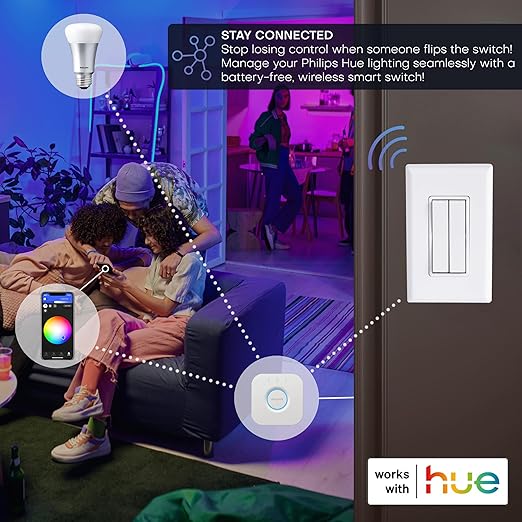 RunLessWire Click for Philips Hue – Battery-Free Wireless Smart Light Switch - Image 2