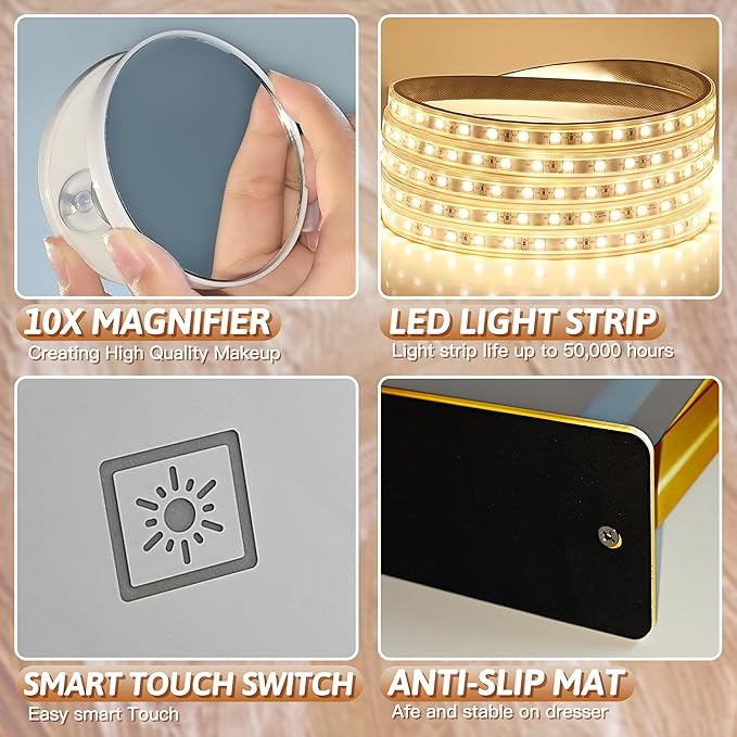 FENNIO Vanity Mirror with Lights, 3 Color Modes & Brightness Adjustable - Image 5