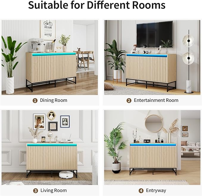 Fluted Sideboard Buffet Cabinet - Image 7