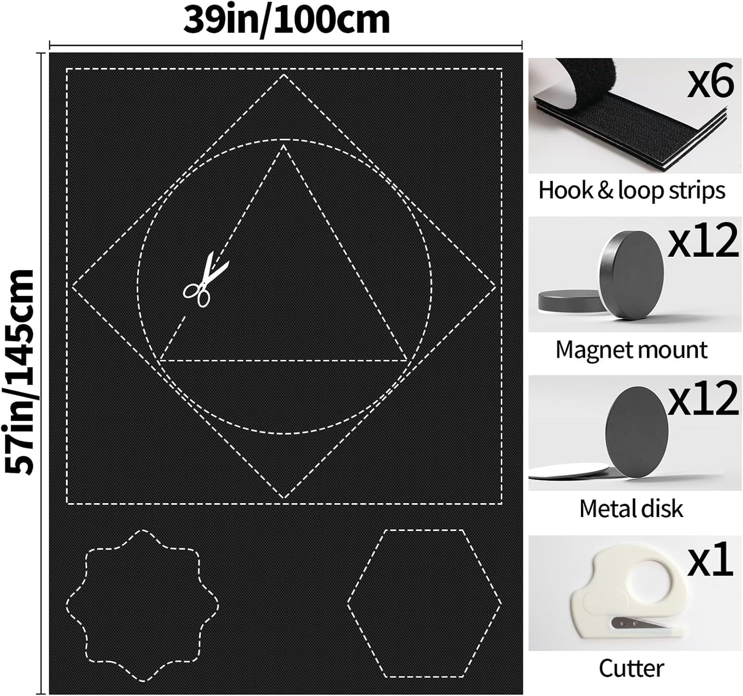 BKSAI 100% Blackout Curtains for Bedroom, Magnetic Portable Blackout Shades for Travel, Black Out Window Cover No Drill Cuttable for Bedroom, Nursery, Media Room, RV, 39x57 inch