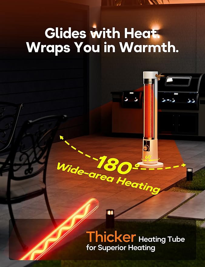 Patio Heater for Outdoor Use, Infrared Electric Outdoor Heater, 1500W Instant - Image 2