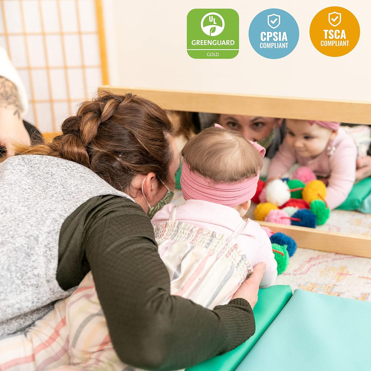 ECR4Kids Double-Sided Wooden Bi-Directional Mirror, Montessori, Natural | Durable birch, GREENGUARD Gold Certified, shatter-resistant mirror, anti-tip feet, vertical & horizontal use, classroom/home