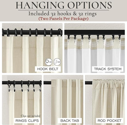 90 Inch Warm Cream Linen Blend Curtains - Image 4