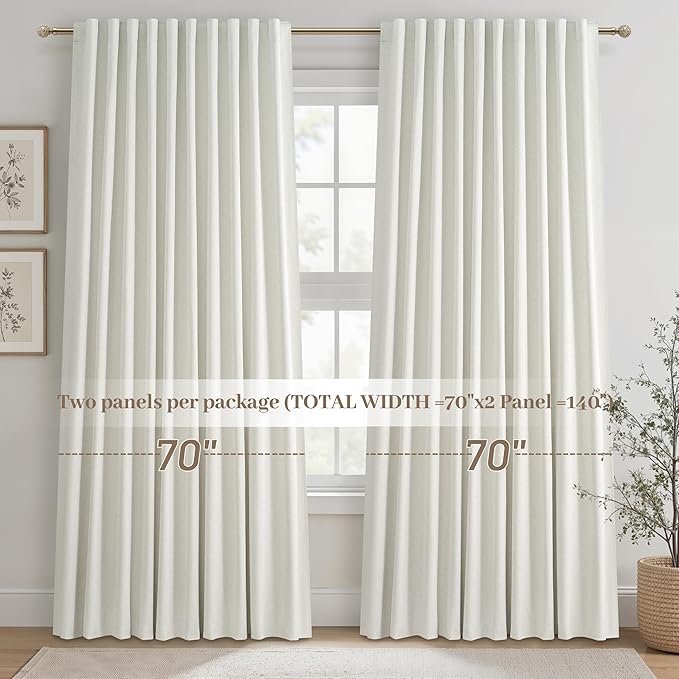 Cute Blackout Curtains 70 Inches Extra Wide Linen 84 Inch Length - Image 8