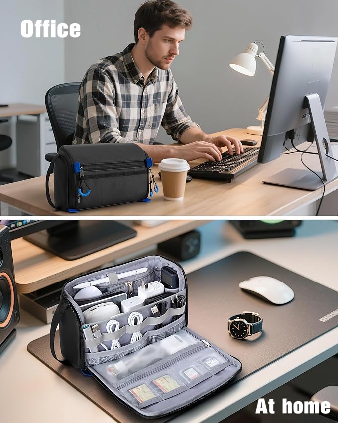 Electronics Organizer Travel Case, Water Resistant Tech Bag Charger Pouch - Image 6