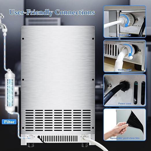 Commercial Gourmet Ice Maker Machine 150Lbs/24H, Stainless Steel Spray Drench - Image 8