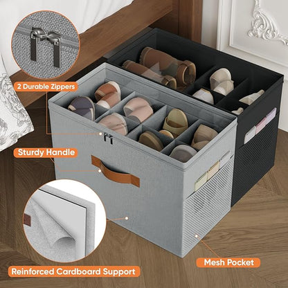 2 Pack Shoe Organizer for Closet, Foldable Shoe Storage Organizer - Image 5