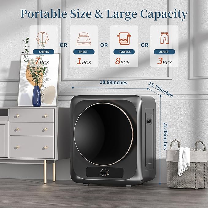 Zynkez Portable Clothes Dryer, 110V Electric Compact Laundry Dryer - Image 3