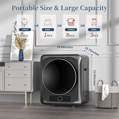 Zynkez Portable Clothes Dryer, 110V Electric Compact Laundry Dryer - Image 3
