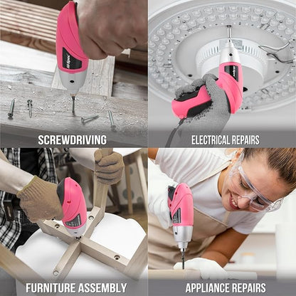 Hi-Spec Electric Screwdriver 27pc 3.6V Pink USB Small Power Screwdriver Set. - Image 5