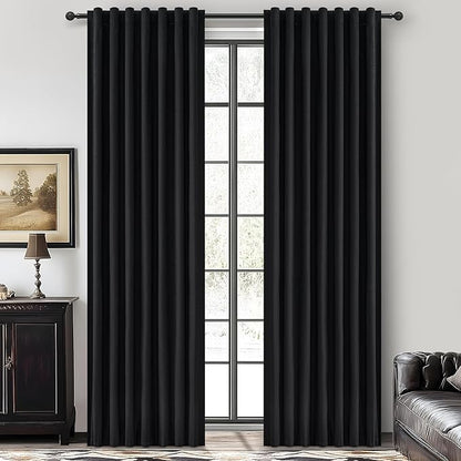 Long Black Curtains for Living Room Black Out Drapes for Bedroom, Lush Decor - Image 8