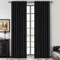 Black Blackout Curtains 92 Inches Long 2 Panel Set, Sun Blocking Curtain by QJMYDECO