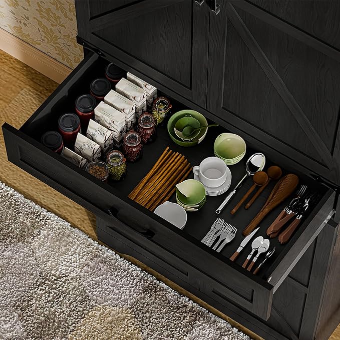 72" Kitchen Pantry Storage Cabinet, Farmhouse Style - Image 4