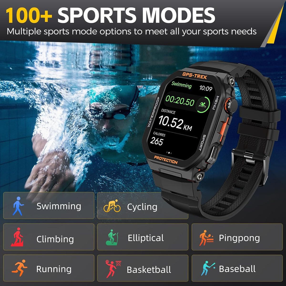 military smart watches for men built-in gps with, side view