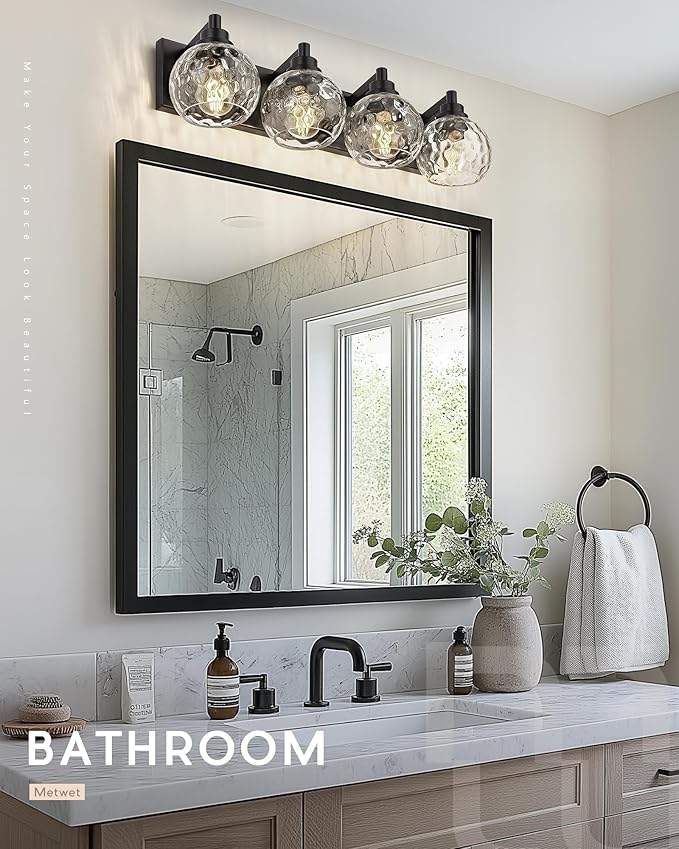 METWET Bathroom Light Fixtures Over Mirror, 4-Light Modern Sconces Wall Lighting - Image 6