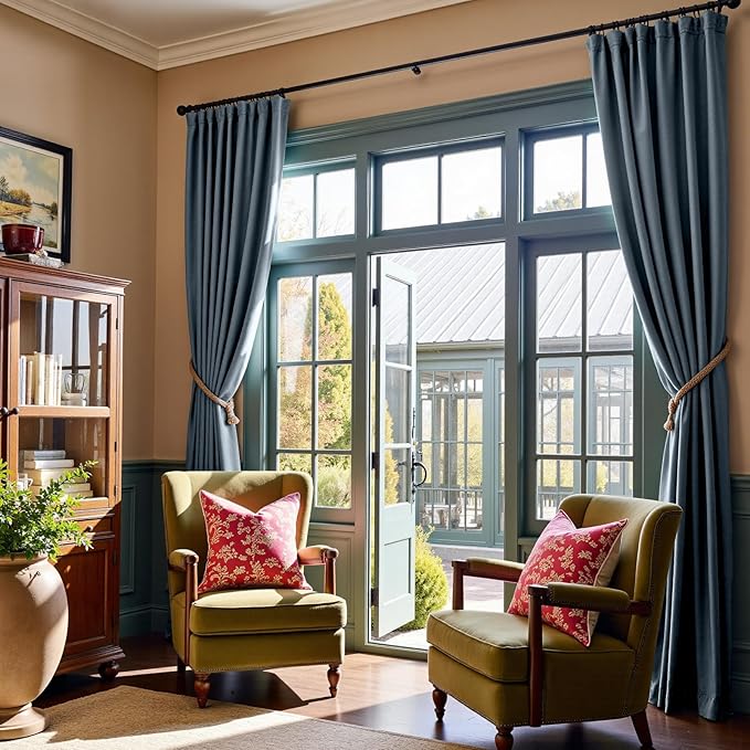 Lazzzy Velvet Blackout Extra Long Curtains Thermal Insulated Room Window Drapes - Image 8