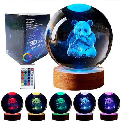 Panda Crystal Ball Lamp, 3.15 inch 3D K9 Crystal Ball Panda Night Light by Conalisk
