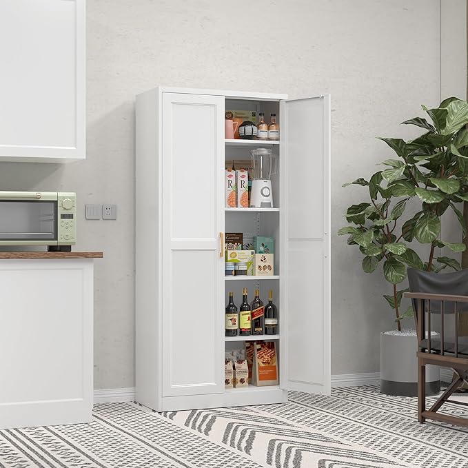 71" Tall Metal Storage Cabinet, Kitchen Pantry Storage Cabinets - Image 2
