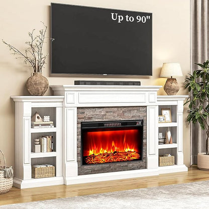 80" Electric Fireplace with Mantel, Fireplace TV Stand - Image 3