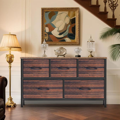 Dresser for Bedroom with 5 Drawers, Chest of Drawers, Storage Drawers Organizer - Image 4