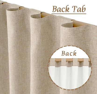 LAMIT Natural 100% Blackout Linen Curtains, 54 Inches Linen Textured Thermal - Image 6