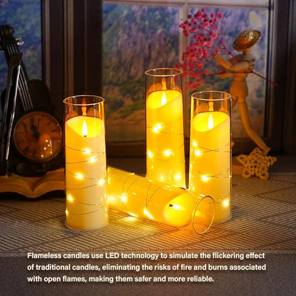Flameless Candles with Embedded Star String, Battery Operated LED Pillar - Image 4