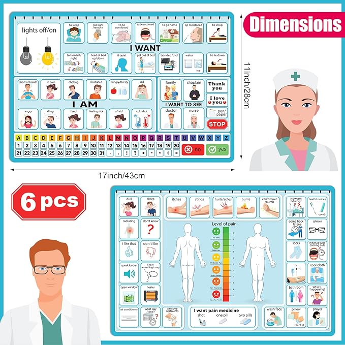 6 Pcs Communication Board for Nonverbal Adults Aphasia Colorful Picture Symbol - Image 2