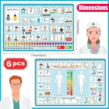 6 Pcs Communication Board for Nonverbal Adults Aphasia Colorful Picture Symbol - Image 2