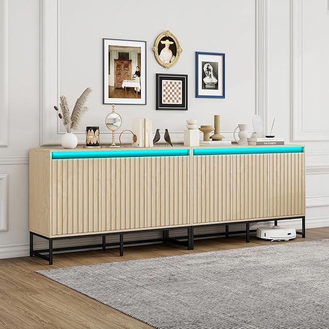 Fluted Sideboard Buffet Cabinet by WOENEI