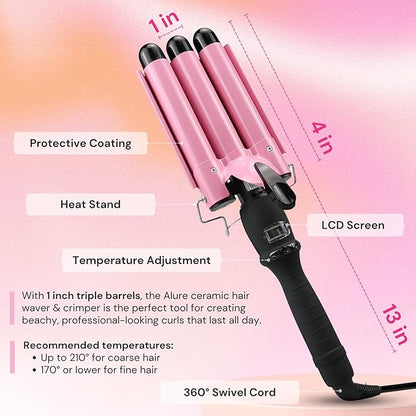 Alure Three Barrel Curling Iron Wand Hair Waver - Image 6