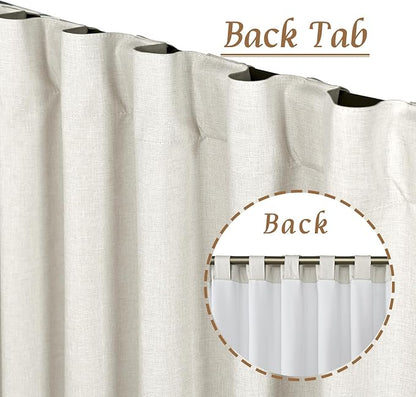 LAMIT Natural 100% Blackout Linen Curtains, 72 Inches Linen Textured Thermal - Image 6