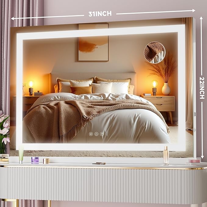 Vanity Mirror with Lights, Dimmable 3 Modes, Memory Function, Smart Touch - Image 2