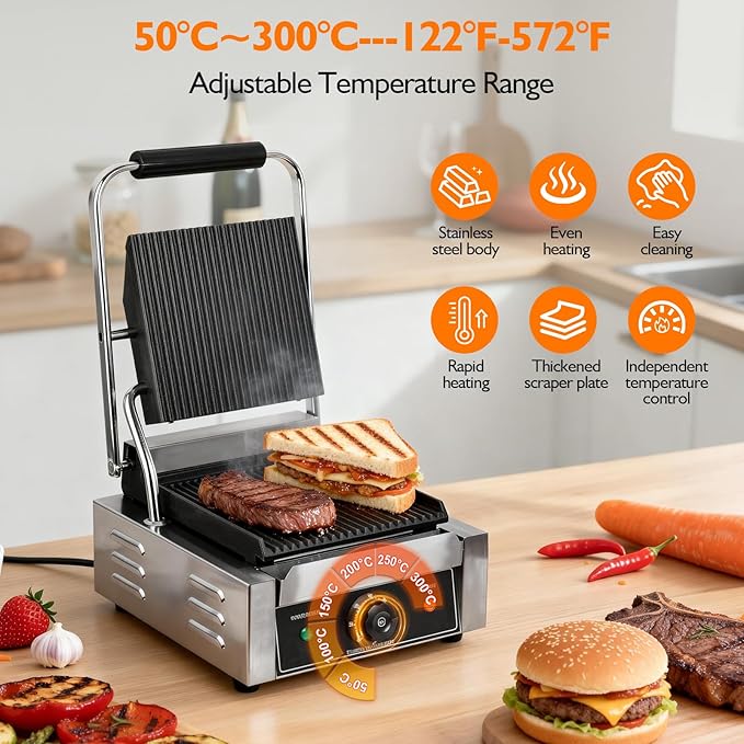 1800W Commercial Indoor Electric Grill & Panini Press - Image 5