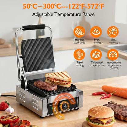 1800W Commercial Indoor Electric Grill & Panini Press - Image 5