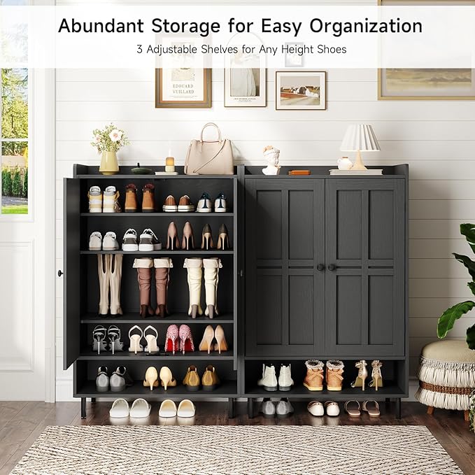 ONBRILL Shoe Cabinet with Cross Molding Doors, 6-Tier Shoe Storage Cabinet with - Image 2