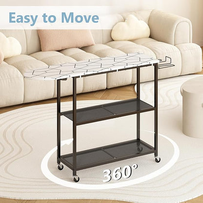 GILLAS Ironing Board with 2 Tier Storage Basket, Movable Ironing Board Full Size - Image 4