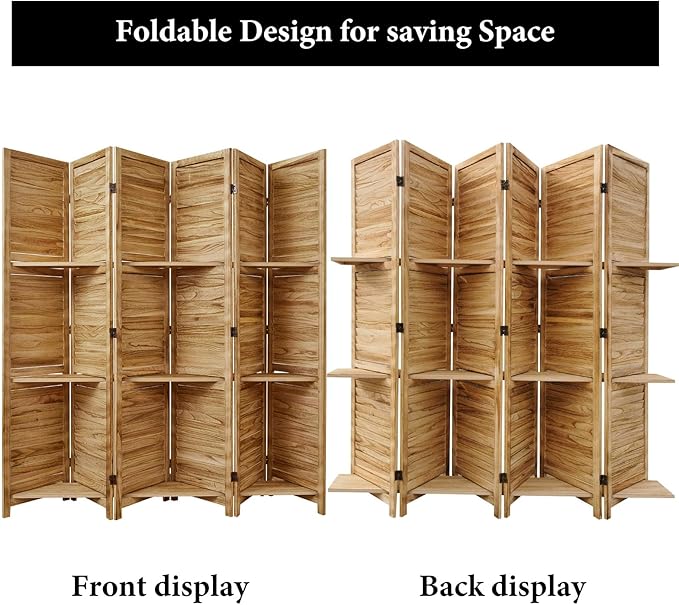 Partition Room Dividers, Folding Wood Privacy Screen - Image 6