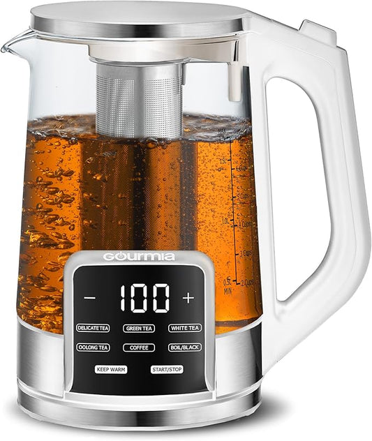 Gourmia Electric Programmable Glass Kettle – 1.7L Temperature Control Tea & by Gourmia