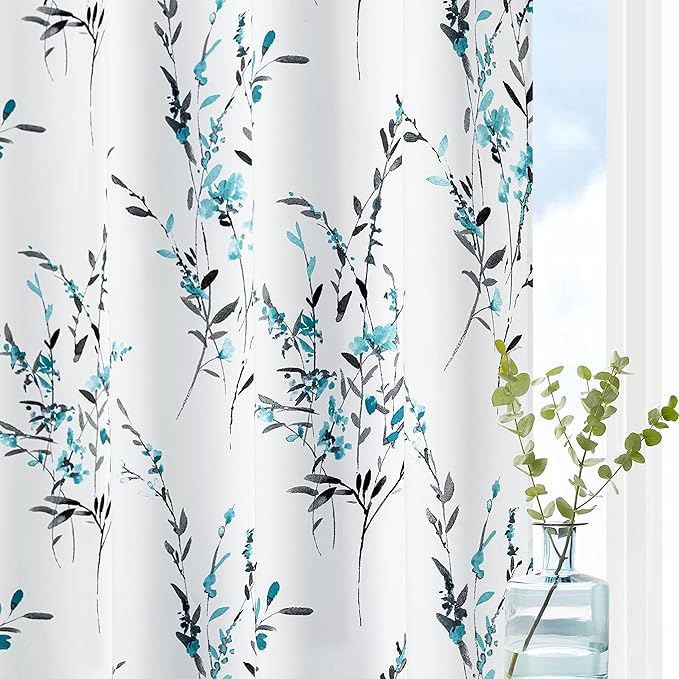 MYSKY HOME Floral Curtains for Living Room Thermal Insulated Light Blocking by MYSKYHOME