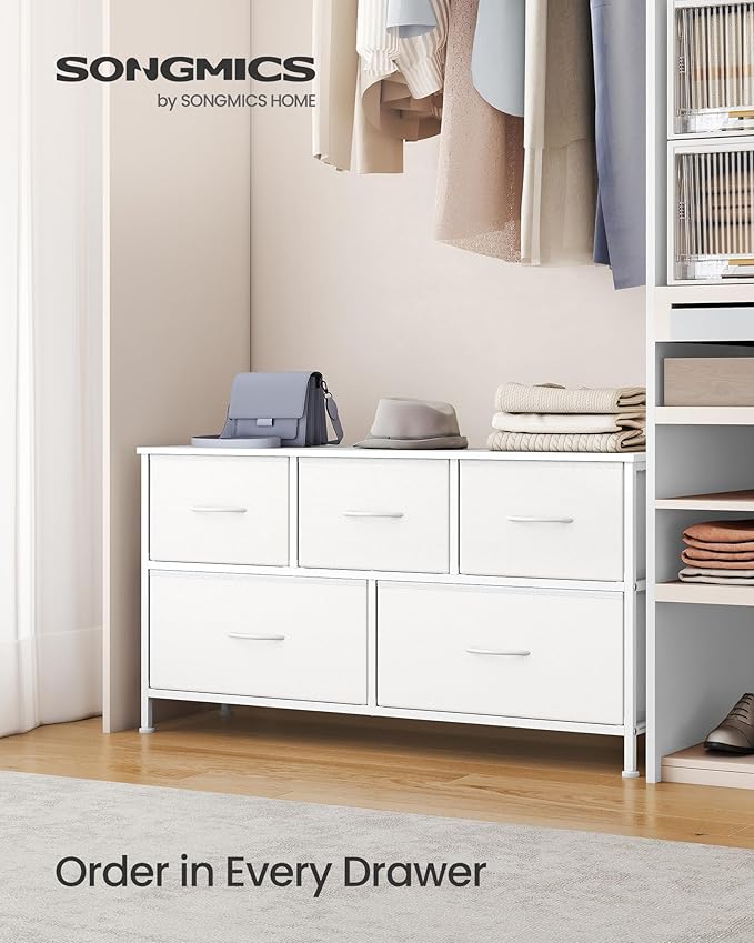 SONGMICS Dresser for Bedroom, Chest of Drawers, 5 Non-Woven Fabric Drawers - Image 3