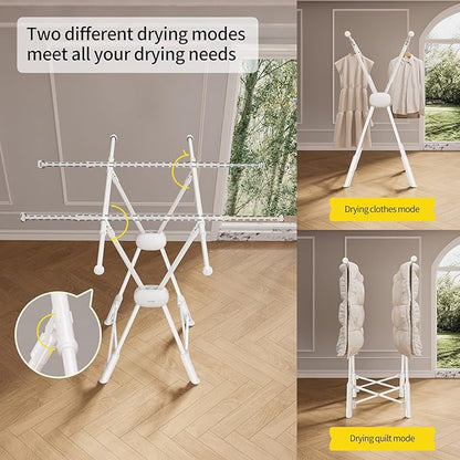 BIREN Clothes Drying Rack Heavy Duty Clothing Racks Foldable Laundry Rack Two - Image 4