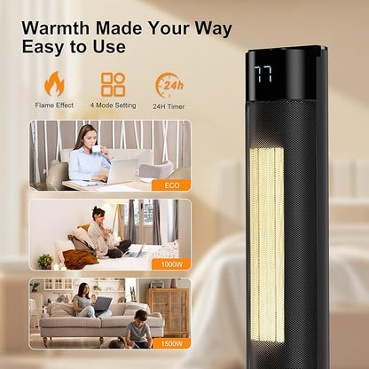 YEW Space Heater for Indoor Use, 80° Oscillating, 24H Timer, Thermostat & ECO - Image 4
