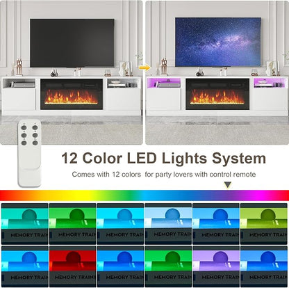 Fireplace TV Stand with 36" Electric Fireplace, LED Light Entertainment Center - Image 4